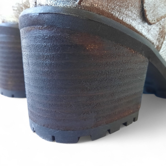 SEYCHELLES Distressed Pewter Moto Combat Chunky Ankle Biker Boot Cowboy Carter - Picture 8 of 10